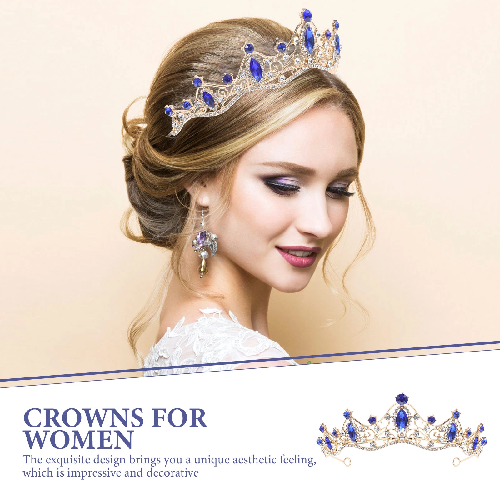 

Baroque Crown Bridal Tiara Rhinestones Wedding Headband Headdress Accessories Tiaras Women Haircut Decor Lightweight Durable