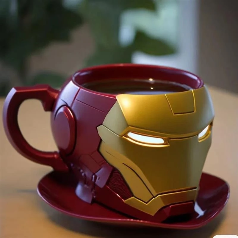 

Avengers Movie Series Peripheral Spider-Man Iron Man Action Figure Ceramic Cup Anime Creative Personalized Water Cup Gift