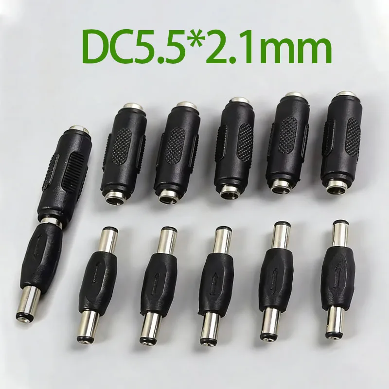 DC5.5*2.1 mm Male To Male DC Power Plug Jack and Female To Female Socket Connector For CCTV Camcer Panel Mounting Adapter