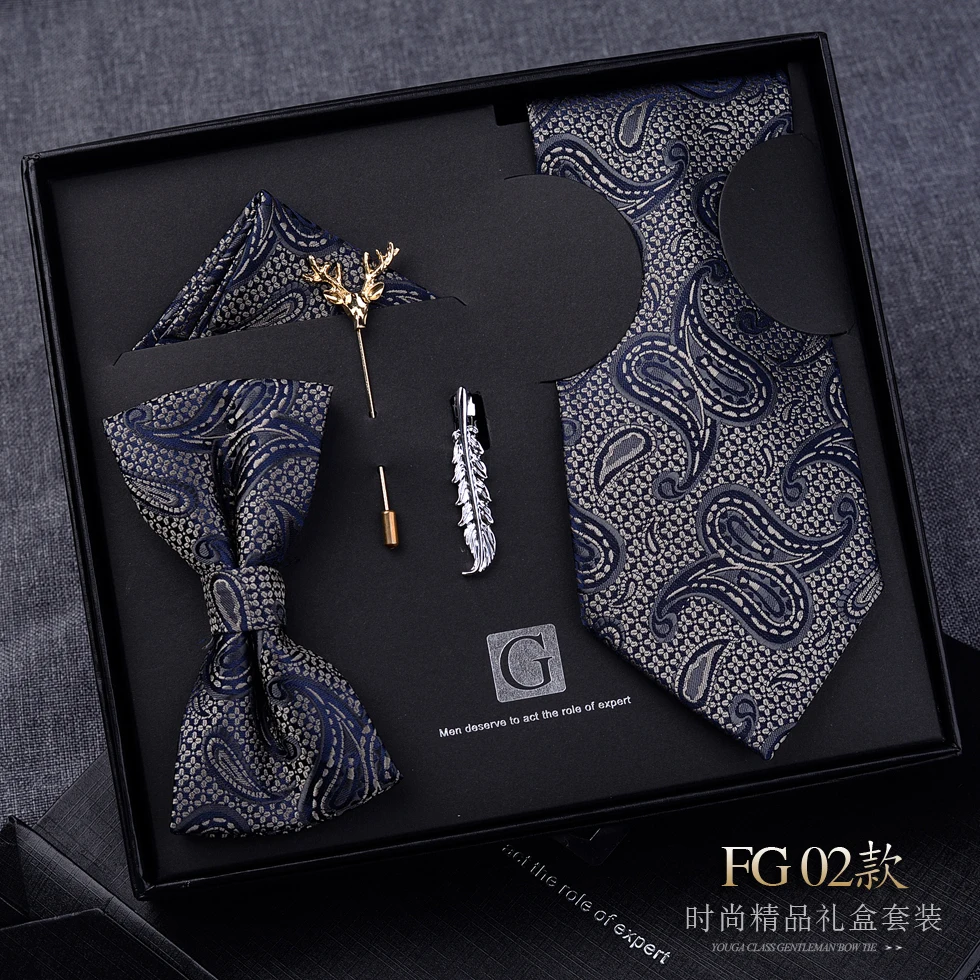 Vintage Tie Gift Box Men's Formal Business Leisure Gift Box 5-piece Set Gift Box for Boyfriend Boutique Gift Box Tie Set