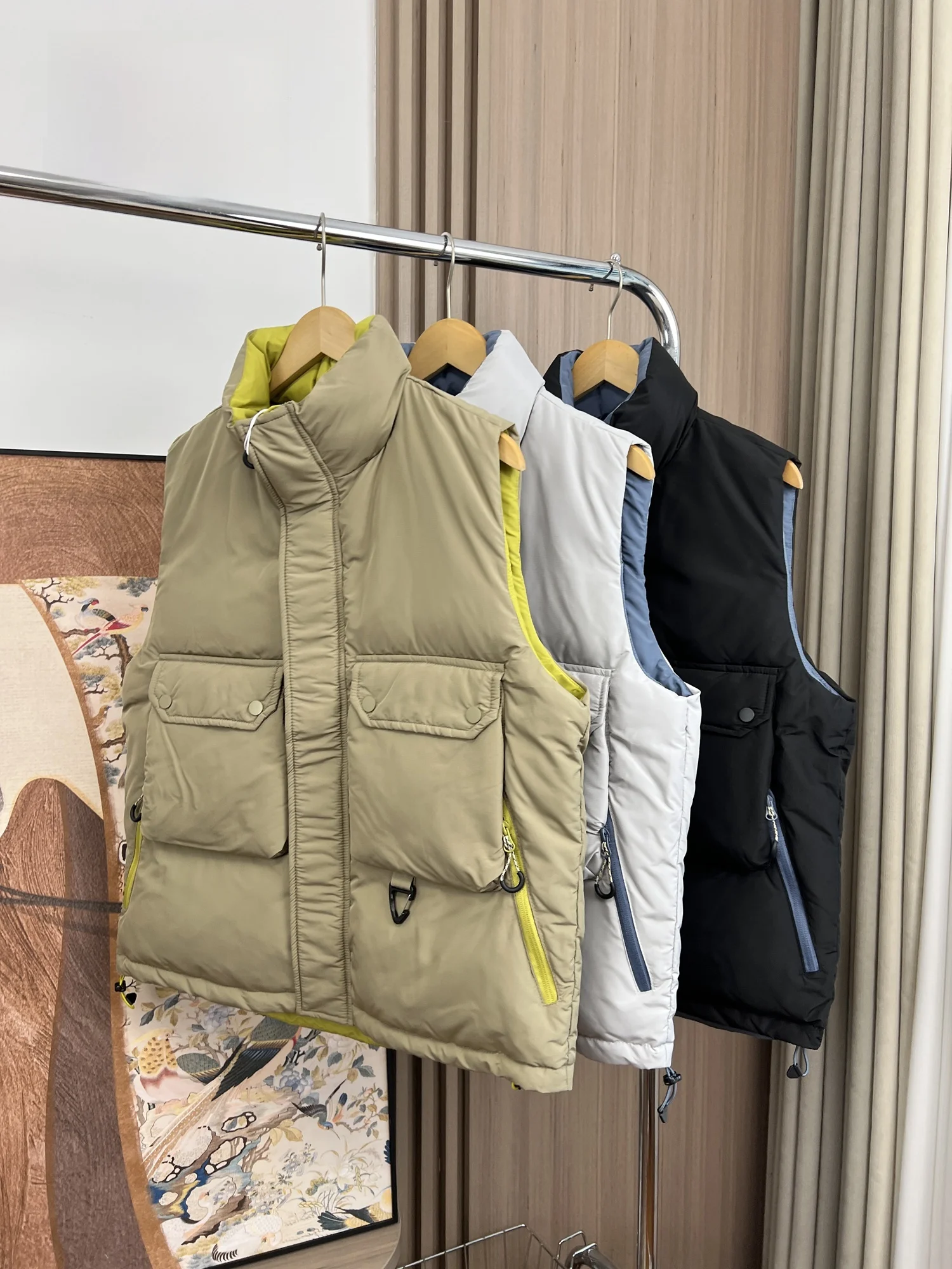 

Outdoor Casual down Vest Jaet Men's Autumn Winter Stand Collar Warm Faion Urban Sle Stand Fit Zipper Pure Color