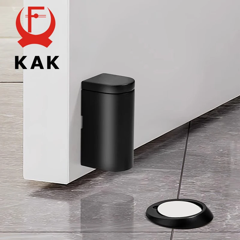 KAK Stainless Steel Magnetic Door Stopper, Adjustable Nail-Free Door Holder, Door Hardware Anti-Collision Magnetic Door Stop