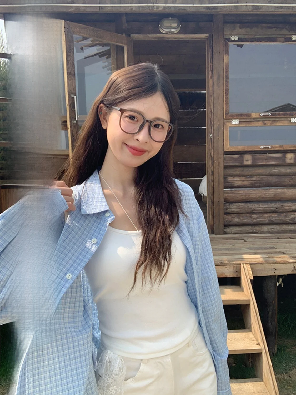 

Lush Casual Plaid Long Sleeve Shirt Women's Korean Style Vintage College Fashion Age Reduction Loose Fashionable Top