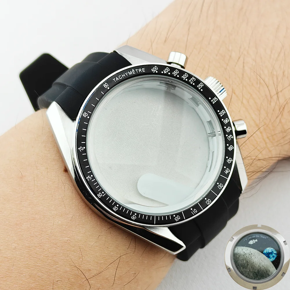 39.7MM VK63 Case Moon Case Watch Chronograph Case Fit VK63 VK64 Metal Case 20mm Strap Fits For Speed Master VK63 Case VK64 Case