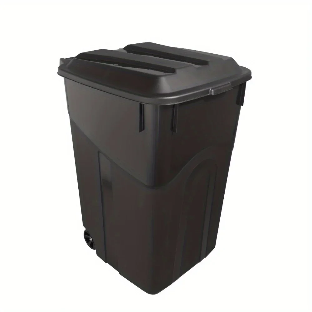 Nice Sturdy And Durable 45 Gallon Plastic Trash Can With Wheels For Smooth Transport, Cover With Odor, Lift And Dump Handle