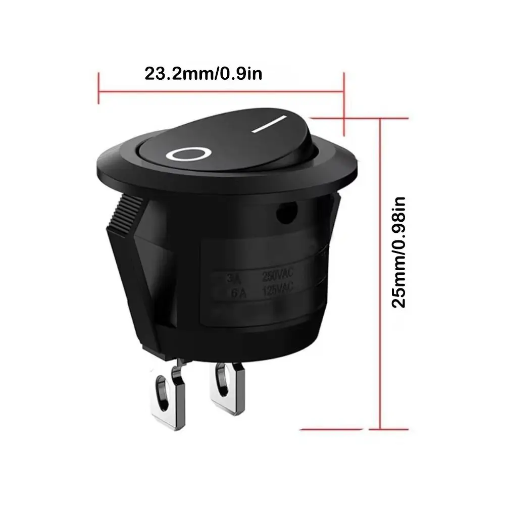 Mini runder Snap-in-Kippschalter, 2-polig, Kunststoff, für Auto, Auto, Boot, selbstsichernd, für Auto, Auto, Boot