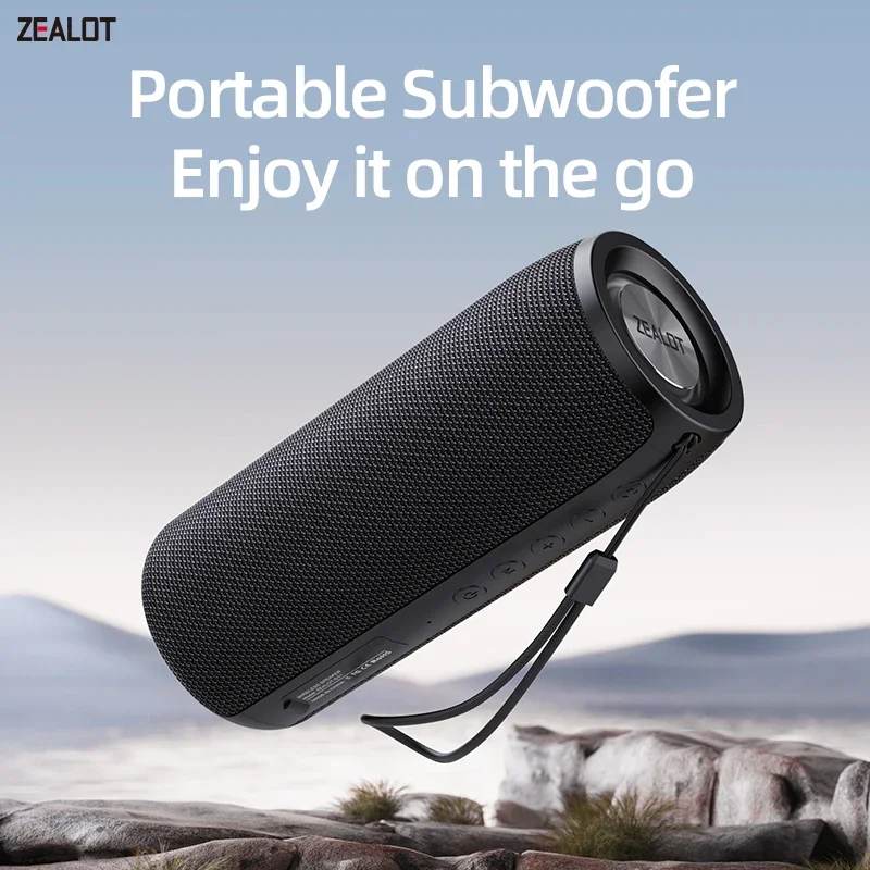 Zealot-S51 Protable Bluetooth Speaker Enhanced Bass Portable Speaker with 12H Playtime,IPX5 Waterproof,APP Control,for Camping