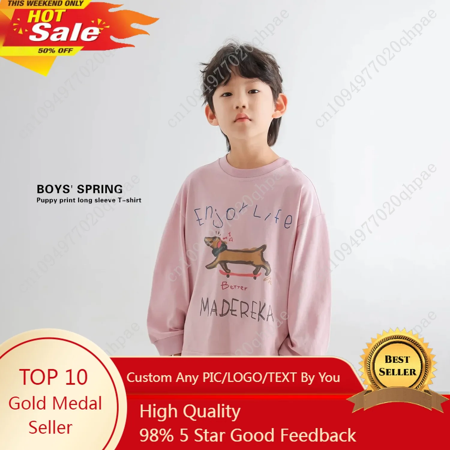 

Children Clothes Boys Spring T-shirt Korean Style 2025 New Cartoon Printed Long Sleeve Neutral Kids Long Sleeve Casual Loose Top