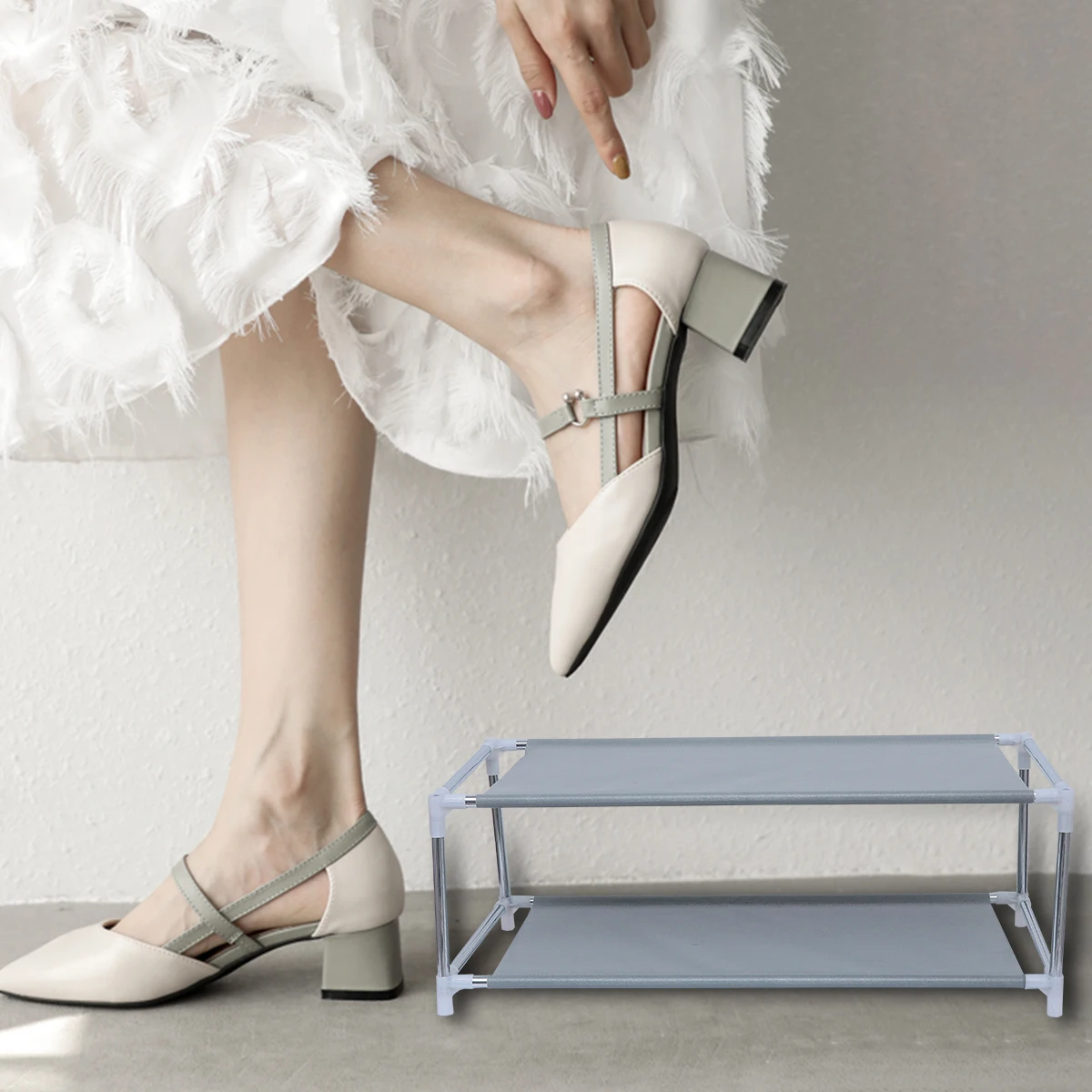 

Creative Double Layer Metal Shoe Rack Dormitory Shoes Organizer Space Saving Storage Shelf Shoes Rack Slipper Shelf