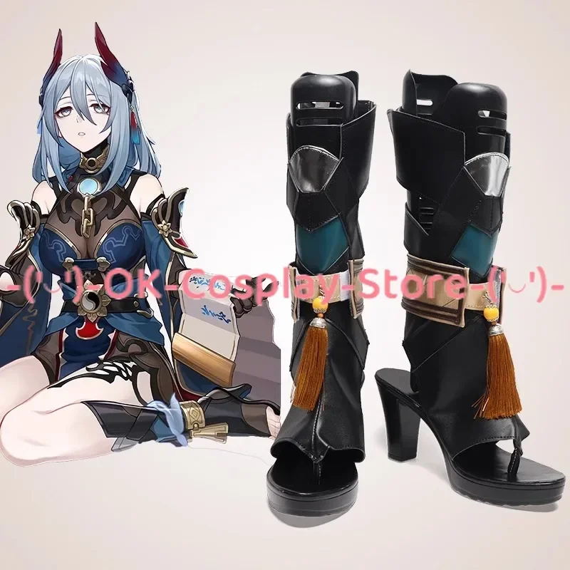 [Customized] Honkai Star Rail Hanya Cosplay Shoes Anime Game Roleplay Costume Prop Halloween Carnival Party PU Leather Boots