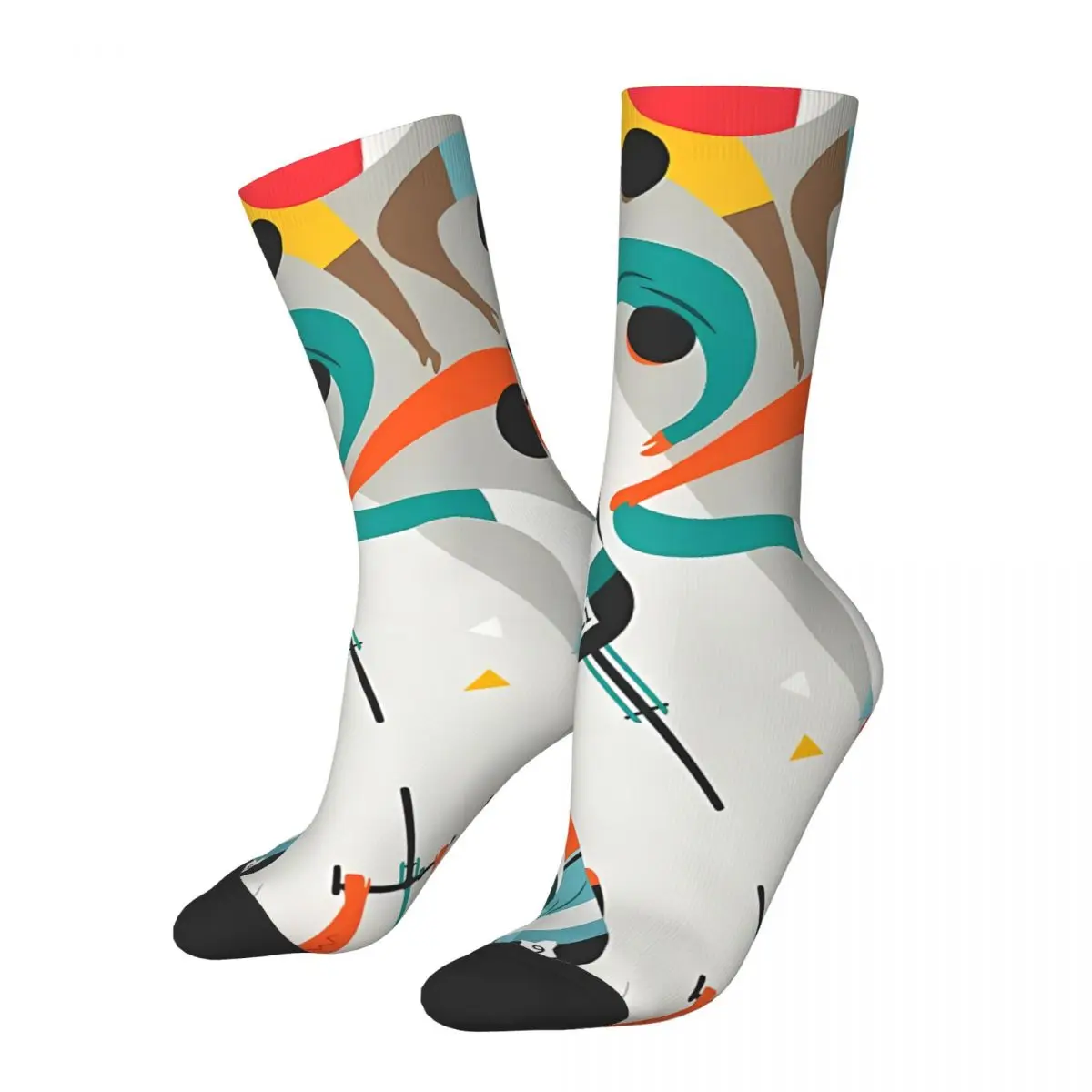 Retro Race Illustration With Italia Flag Men's compression Socks Unisex Cycling Street Style Pattern Printed Novelty Crew Sock