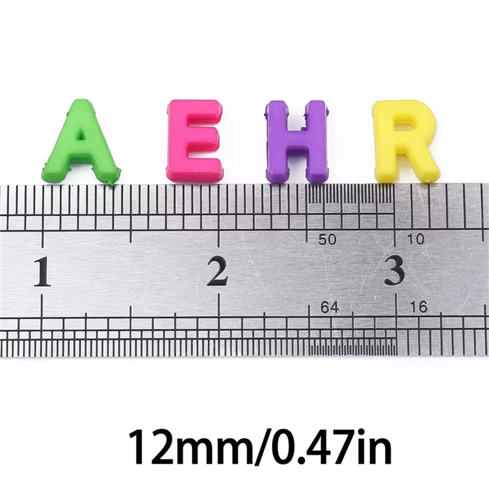 62pcs 12mm acrylic large pore letter beads, mixed color containing A-Z mixed letter shaped decorative beads, bead DIY multi-purp