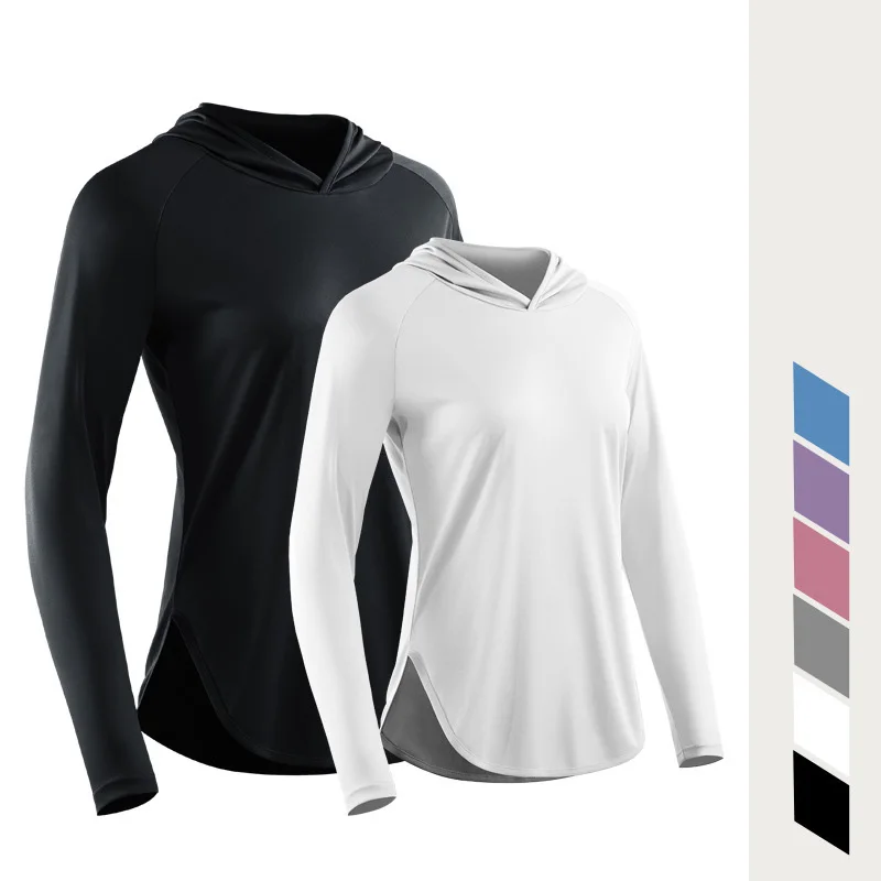 Women Outdoor Running Fitness T-shirt Hoodies Quick Dry Sport Shirt Top Gym Trainning Exercise Coat Female Sweater Clothes 890