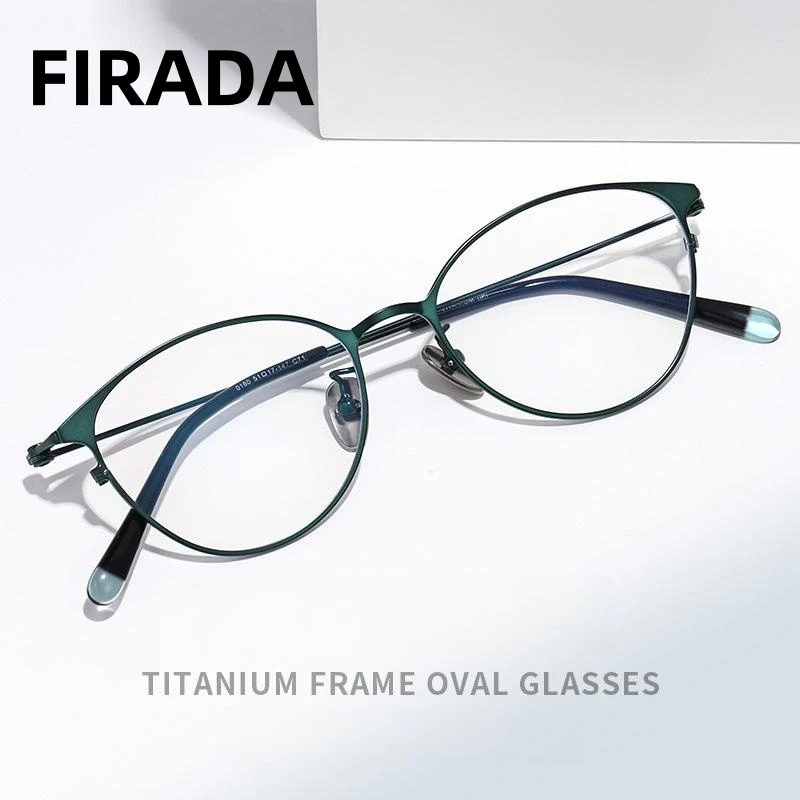 

FIRADA Fashion Luxury Eyewear Retro Comfortable Pure Titanium Small Size Eyeglasses Prescription Glasses Frame For Women 0160-C
