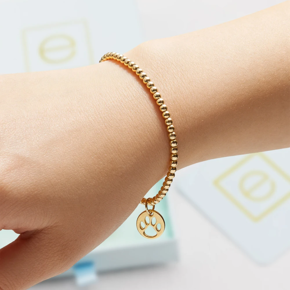 

VKVVA Fashion Jewelry Gold-plated Beaded Dog Paw Bracelet for Women Birthday Gifts, Unique Gift