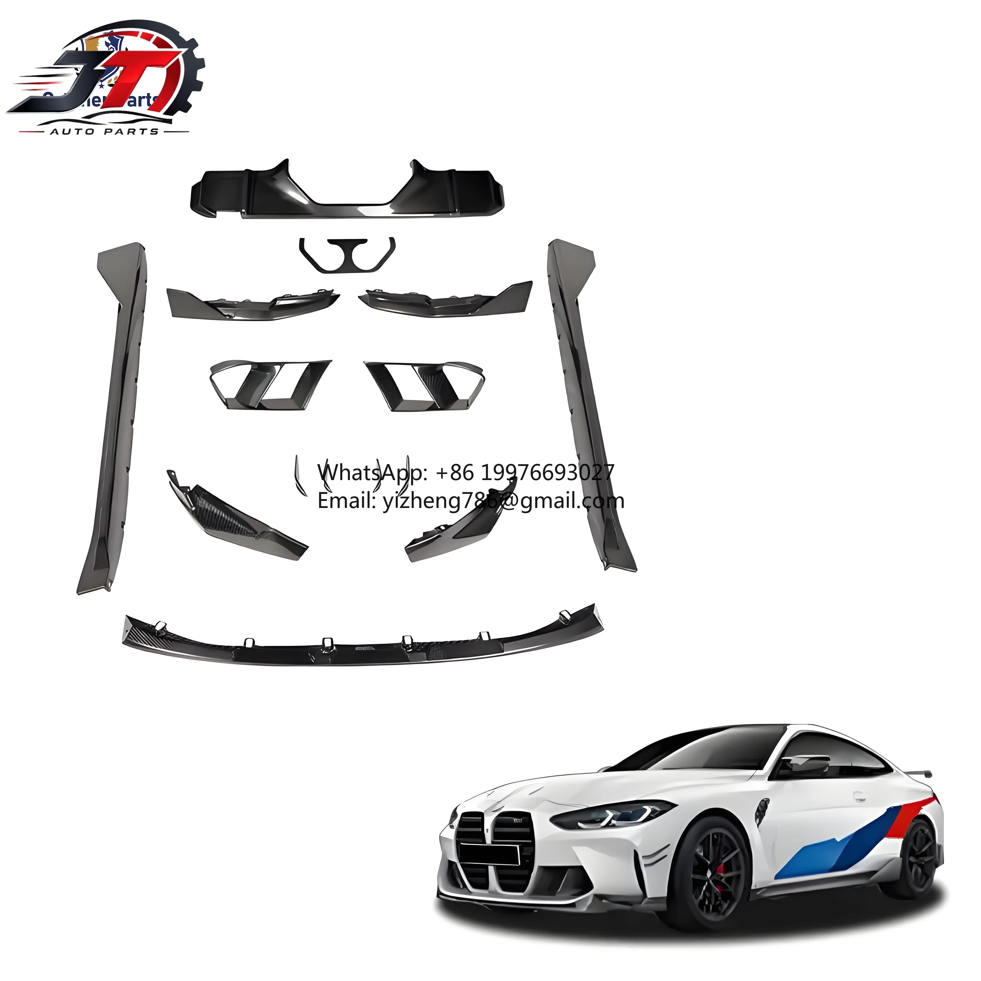 JT Ortuner MP Style Dry Carbon Fiber For BMW M3 M4 G80 G82 2021+ New Front/Rear Bumper Kit Screw-On Universal Fit 1Yr Warranty