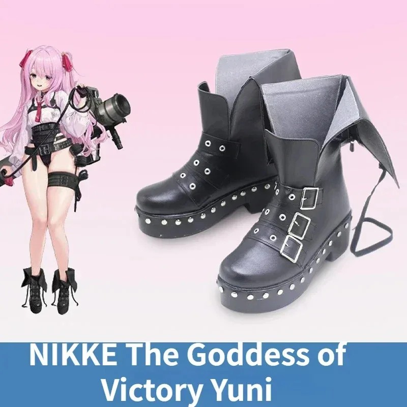 

2025 RealCos NIKKE The Goddess Of Victory Yuni Black Shoes Boots Halloween Cosplay Costume Accessory