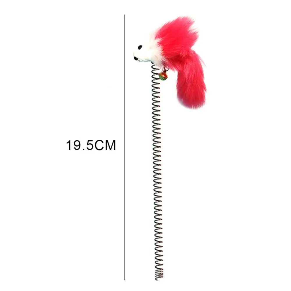Pet Toy Cat Kitten Teaser Spring Mouse Interactive Toy Small Bell Turntable Replacement Head Feather