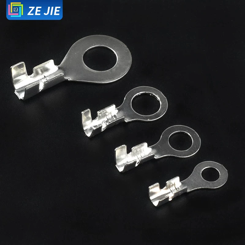 DJ431 Lug Terminals, Open Barrel Copper Crimp Terminals, Non-insulated Wire Ferrules, Inner Hole: 3.2/4.2/5.2/6.2mm