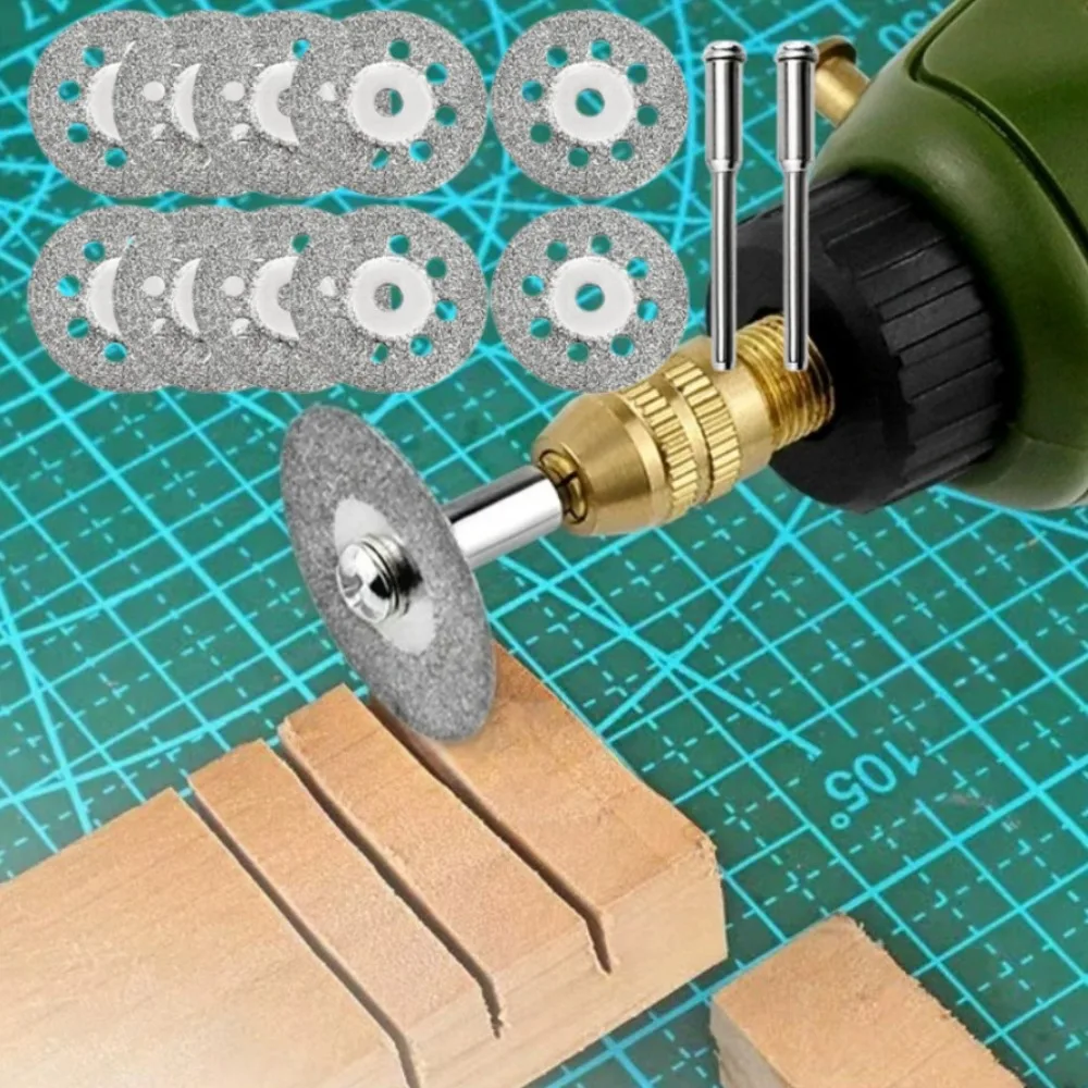 1 Juego de discos de corte de diamante de 22 mm de diámetro con mandril de rueda de pulido de 3 mm para herramienta rotativa de corte de metal, accesorios para taladro y amoladora