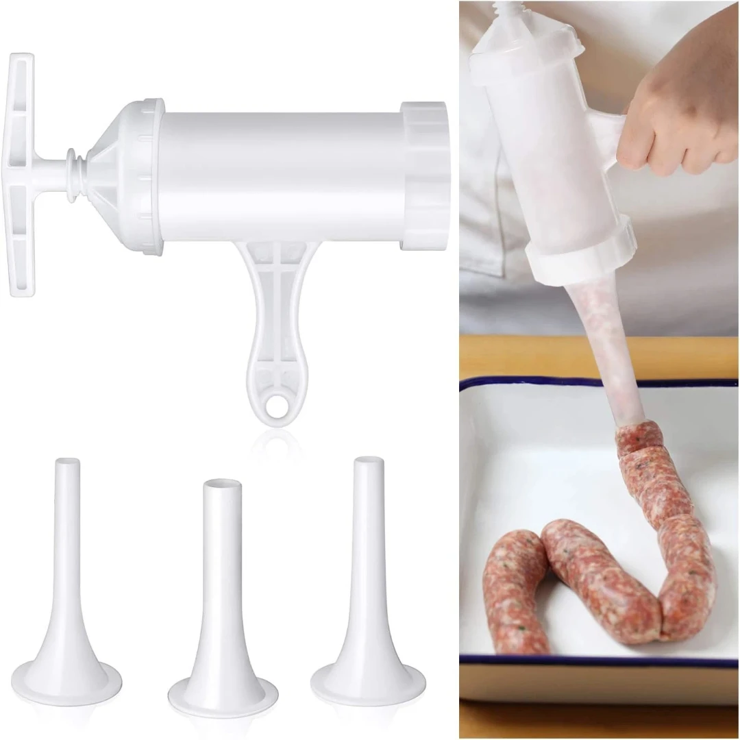 Sausage Filling Tool, Manual Meat Plastic Filling Funnel Tube, Manually Operated Food Grinder Making Machine