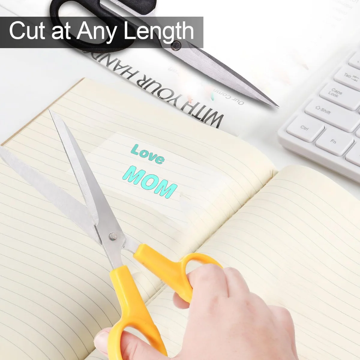 Papel adesivo transparente de impressão colorida ciano em rolos, papel de impressora térmica transparente de 57mm, mini adesivos de impressora térmica