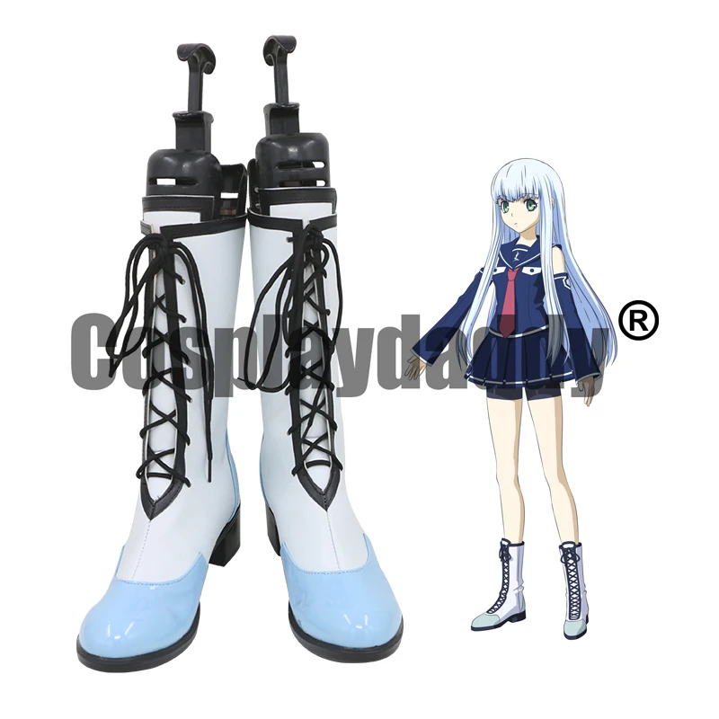 Aoki Hagane no Arpeggio of Blue Steel Iona I-401 The Blue Steel Anime Cosplay White Shoes Lace-up Boots C006