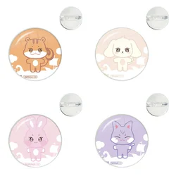 KPOP ATEEZ Cartoon Character Glass Dome Brooches Shirt Lapel Bag Cute Badge Cartoon Pins For Clothes Hat Accessories