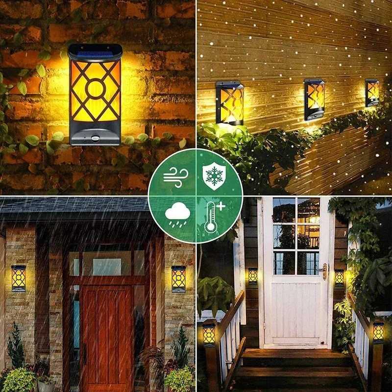 Imagem -05 - Impermeável Solar Flame Light Lame Malha Design ao ar Livre Flickering Wall Jardim Caminho Quintal Decoração de Natal 96led