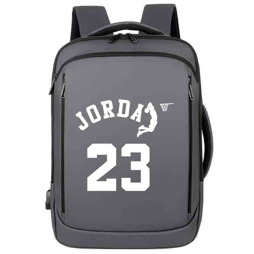 

JORDA Letter 23 Number Printed Women Unisex Backpack Men USB Charging Waterproof Laptop Business Computer Notebook Rucksack Girl