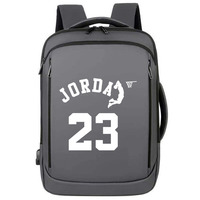 JORDA Letter 23 Number Printed Women Unisex Backpack Men USB Charging Waterproof Laptop Business Computer Notebook Rucksack Girl