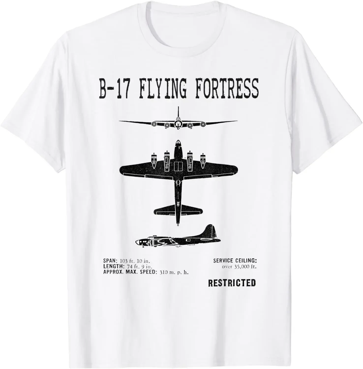 Warplane Vintage Airplane B-17 Bomber T-Shirt. Summer Cotton Short Sleeve O-Neck Mens T Shirt New S-3XL