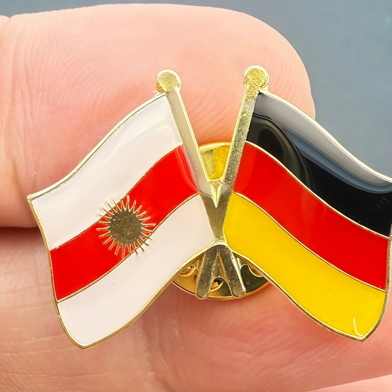 Germany & Yezidis Flag Metal Soft Enamel Lapel Badge Pins Brooches