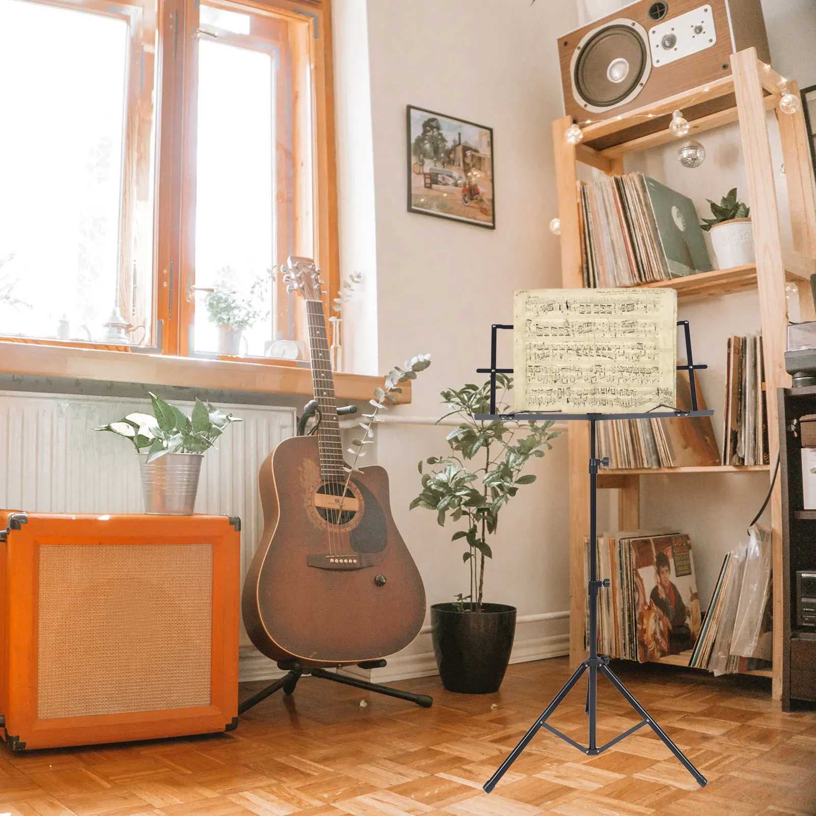 

Music Stand Bookshelf Holder Guitar Reading Rack Folding Tripod Durable Oxford Cloth Practical Long Term Use Multi Functional