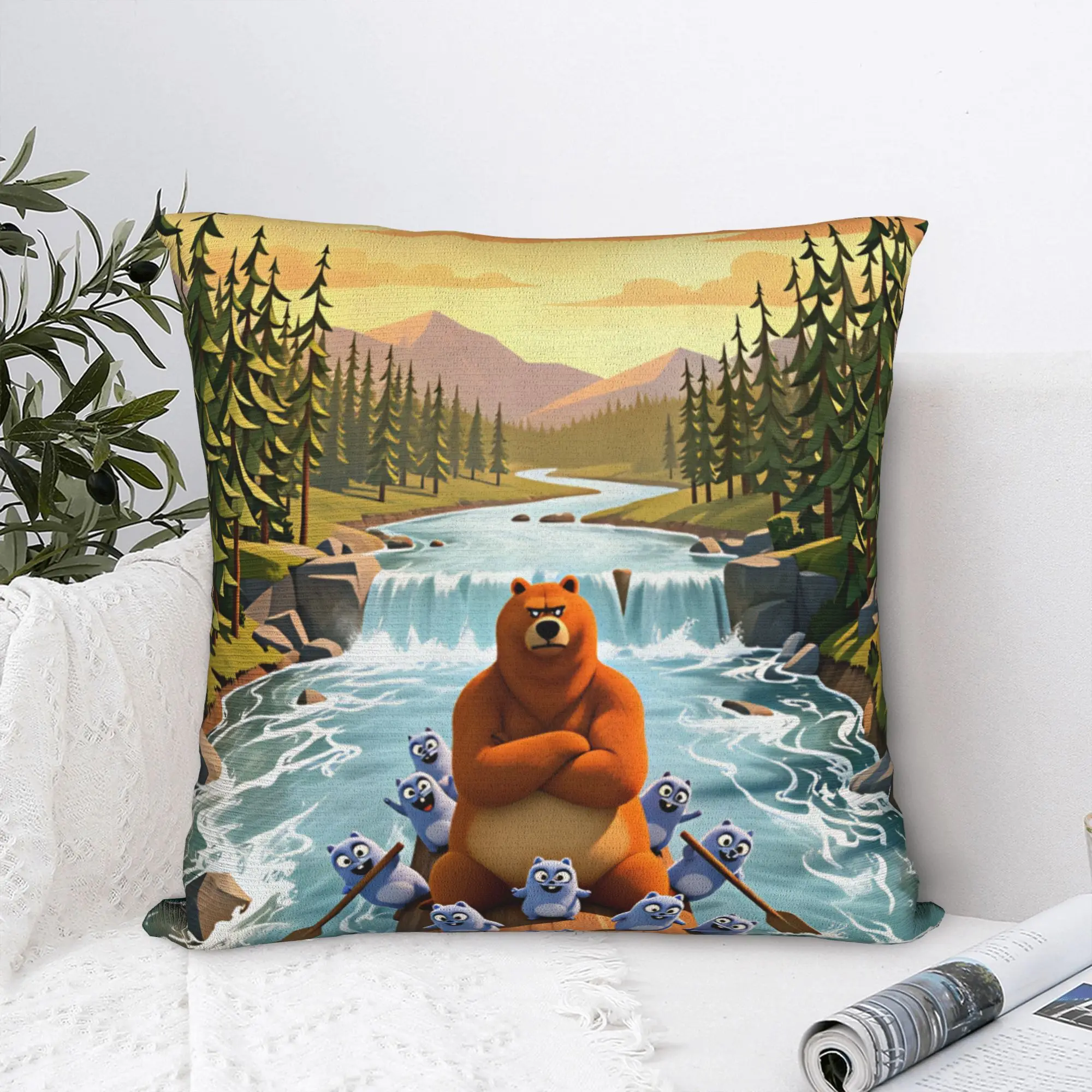 Grizzly and Lemmings Pillow Cover  Funny Pillow Case For Sofa Bedroom Home Decor Cushion Cover Soft Graphic Pillowcases Gift