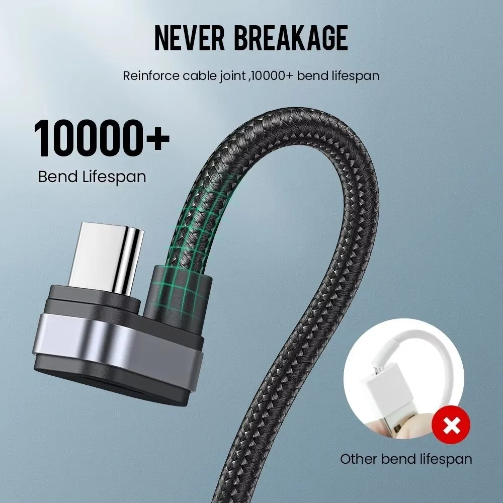 2.4A Fast Charging USB Type C Cable 90 Degree Elbow Fast Phone Charging Fast Charging Cable for Samsung Xiaomi Redmi