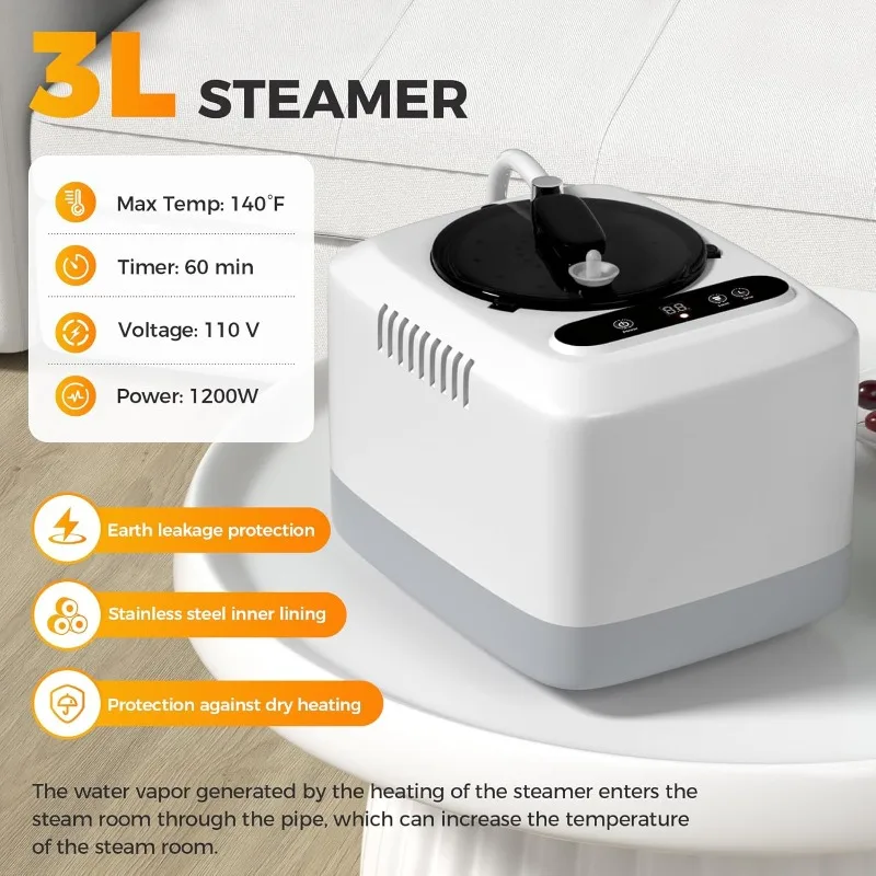 صندوق، ساونا محمول للمنزل، خيمة ساونا بخارية، تصميم محمول للاسترخاء وإزالة السموم، 9 مستويات، أسود، 35.4 بوصة × 3 #3