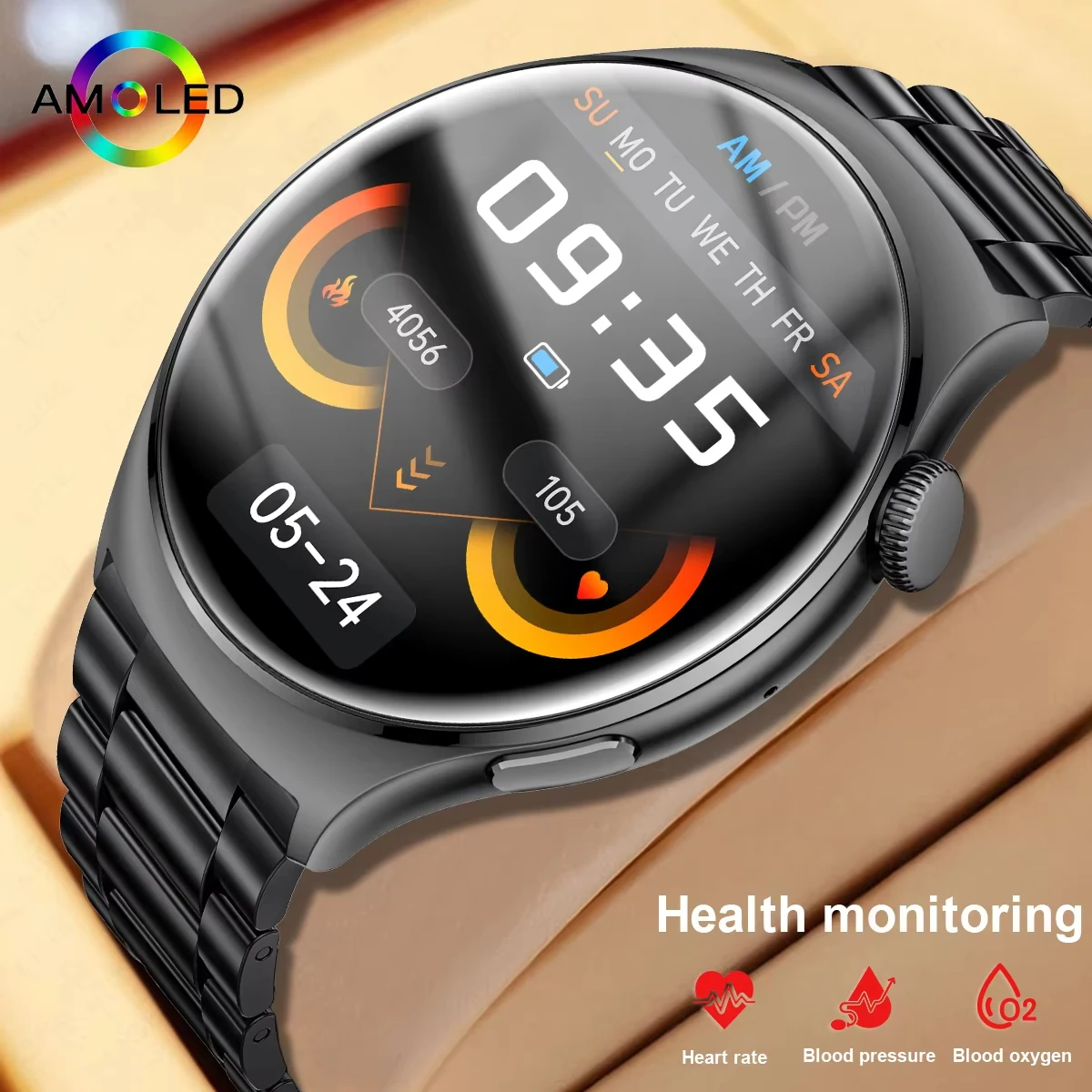 LIGE New Men Smart Watch 2024 AMOLED HD Screen Bluetooth Call Watches For Men Women Health Monitor Sport Fitness Smartwatch Men