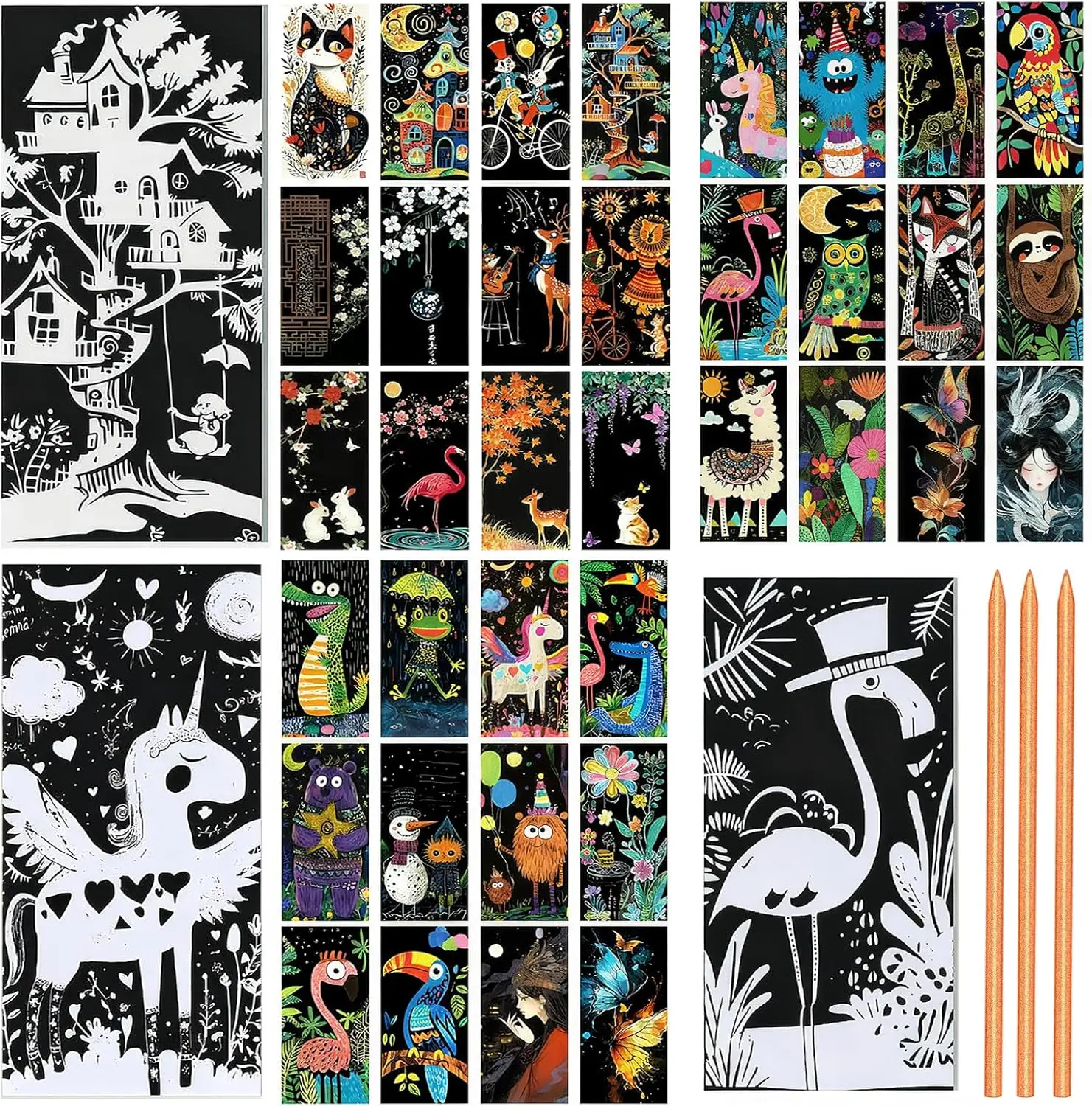 Scratch Paper Art Crafts DIY Bookmarks Back to School Supplies Classroom Rewards Easter Gifts Party Favors Toys for Boys Girls K