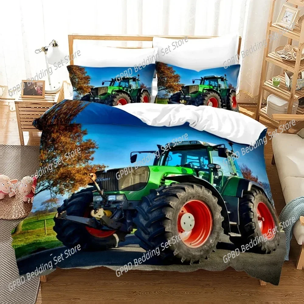 3D Print Tractor Bedding Set,Duvet Cover Comforter Bed Set Quilt Cover Pillowcase,King Queen Twin Size Boys Girls Adults
