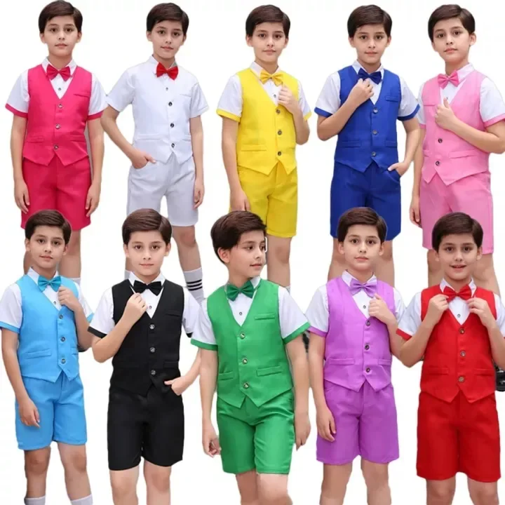 

Kids Boys Vest Suits Child Formal Clothes Sets Chorus Piano Performance Outfits Multicolor Party Dresswear