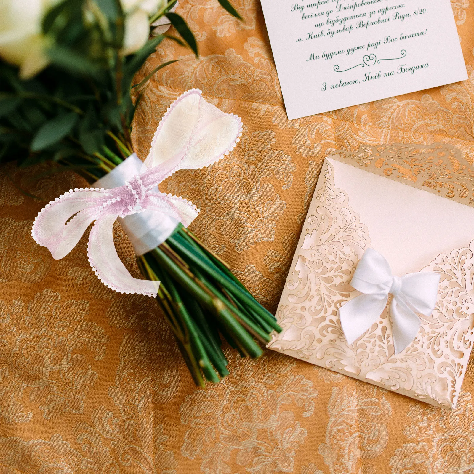 

Ribbon Pearl Mermaid Wrapping for Flowers Multifunction Floral Ribbons Bouquets Lavender Wired Wedding Bride