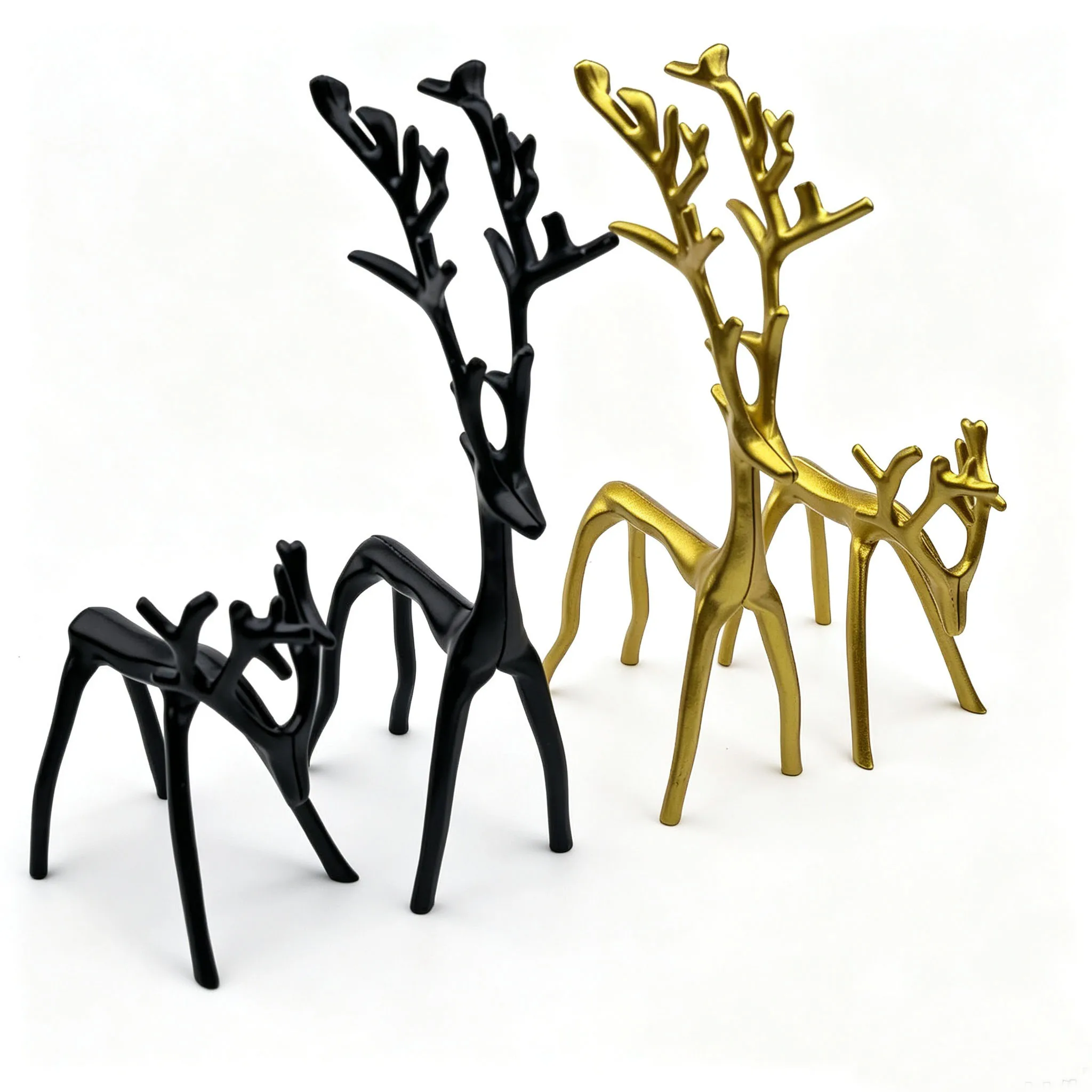 Metal Reindeer Statues for Christmas Decorations Set of 2 Sculpted Alloy Reindeer Statues tabletop ornaments