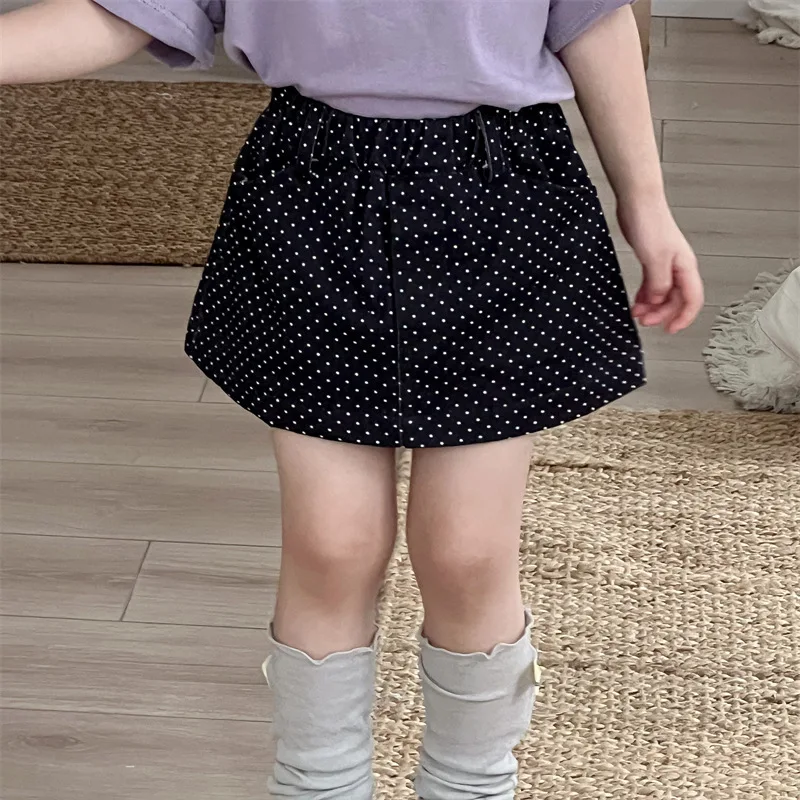 

Girls Skirt 2025 Summer New Childrens Wear Korean Style Baby Girl Playful Cute Polka Dot Short Skirt Casual Simple Daily