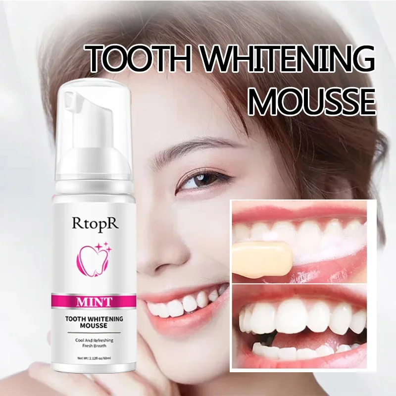 

RtopR Teeth Oral Cleansing Whitening Mousse Removes Plaque Stains Teeth Whitening Mousse Toothpaste Refreshing Fresh Breath 60ml