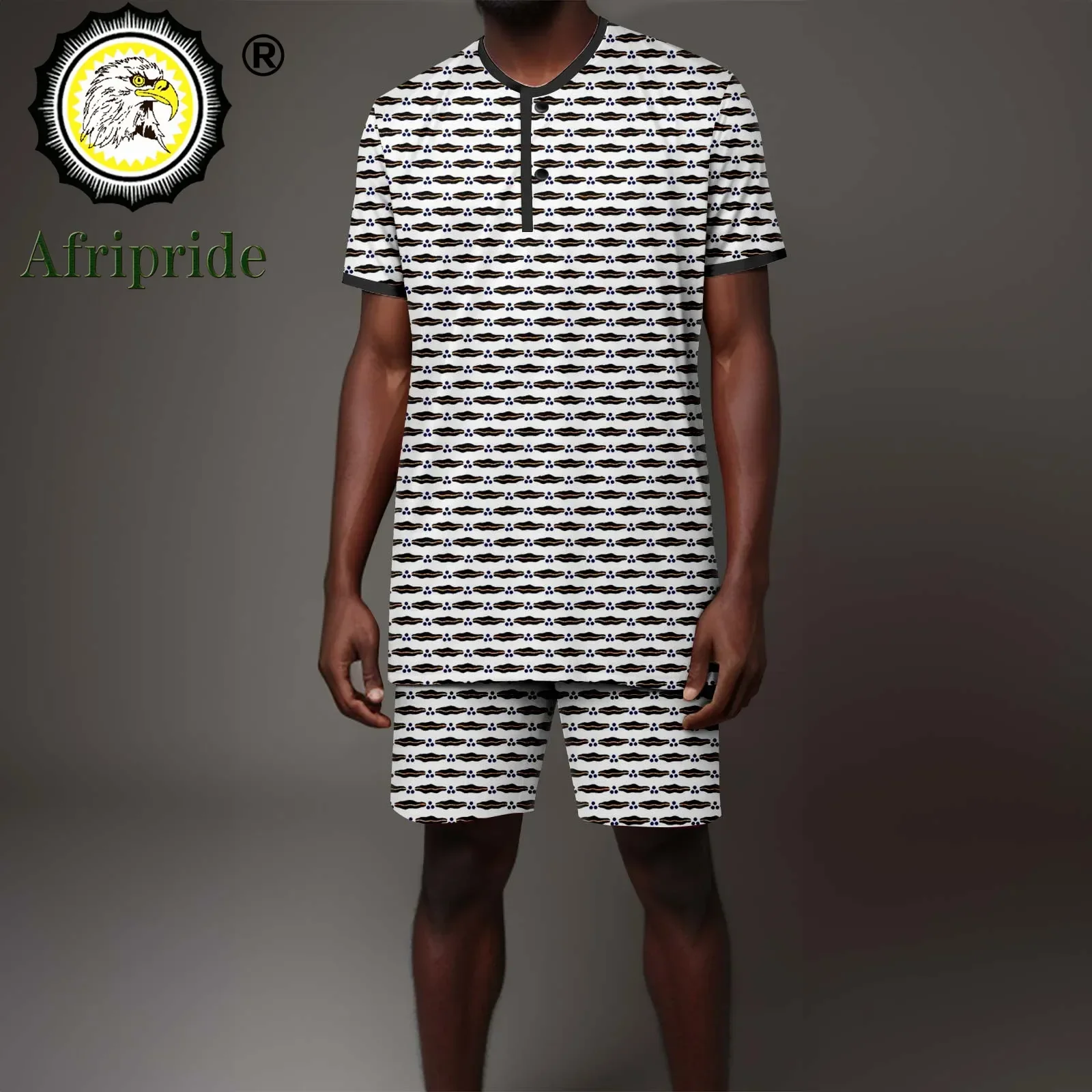 

African Suits for Men Short Sleeve O-neck Shirts and Shorts 2 Piece Set Plus Size Casual Tracksuit Dashiki Print Attire A2316086