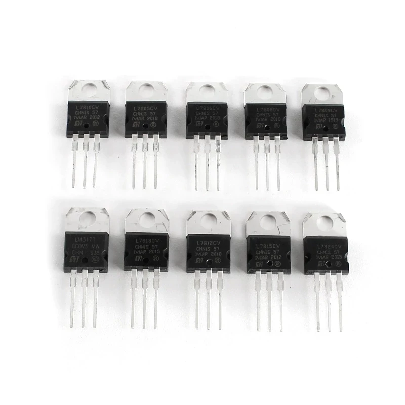 50PCS 10Value Voltage Regulator Kit Box LM317T L7805CV L7806 L7808 L7809 L7810 L7812 L7815 L7818 L7824 TO220 Integrated Circuit