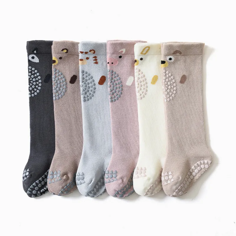 0 to 3 Years Baby Knee High Socks Breathable Non-Slip Gripper Long Socks Infant Crawling Stockings for Toddlers