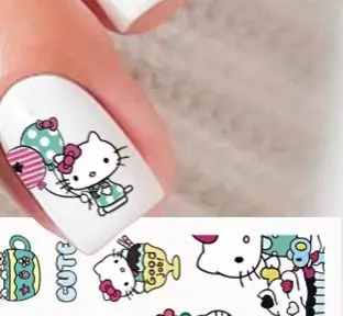 

5 листов набор наклеек для дизайна ногтей с изображением кота, наклейки для ногтей, декор для ногтей, милые наклейки для маникюра, украшение для скрапбукинга