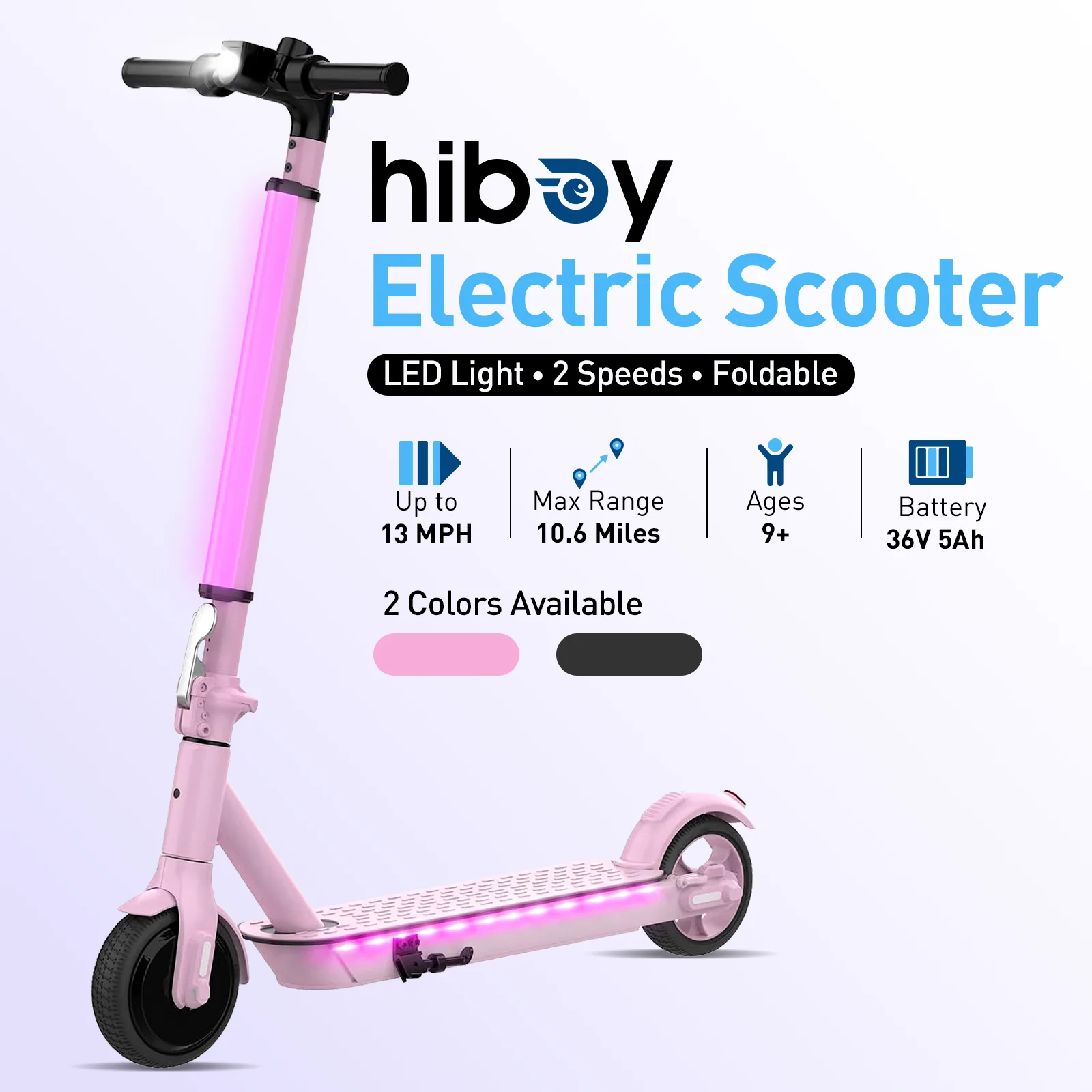 Hiboy S2 Lite Electric Scooter for Teens, 6.5" Solid Tires, 10.6 Miles Long Range, 13MPH Folding E-Scooter, Portable Commuting Kick Scooter with Boost Mode